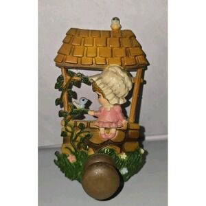 Vintage Prairie Girl Sitting At The Well Refrigerator Magnet With Peg To Hang...